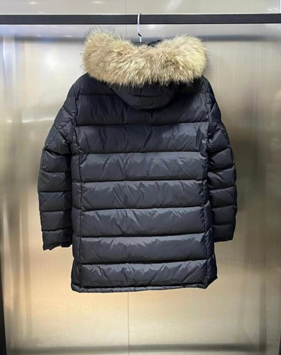 Men’s Bubble Designer Inspired Coat With Faux Fur Hood Trimming