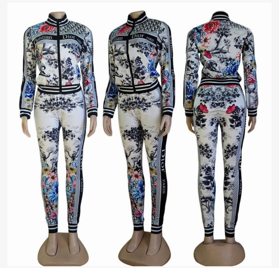 Dior inspired Floral Fantasy Tracksuit - A Bold Expression of Elegance