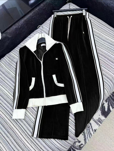 Celine Inspired Velour Tracksuit