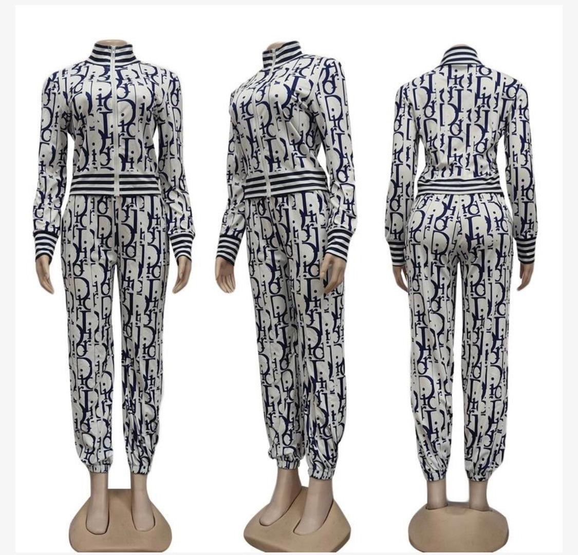 Christian Dior inspired Monogram Magic: Luxe Track Jacket & Joggers Set