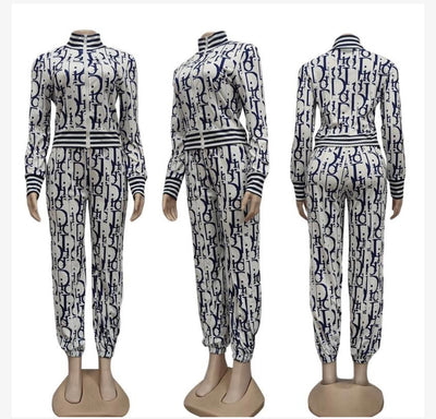 Christian Dior inspired Monogram Magic: Luxe Track Jacket & Joggers Set