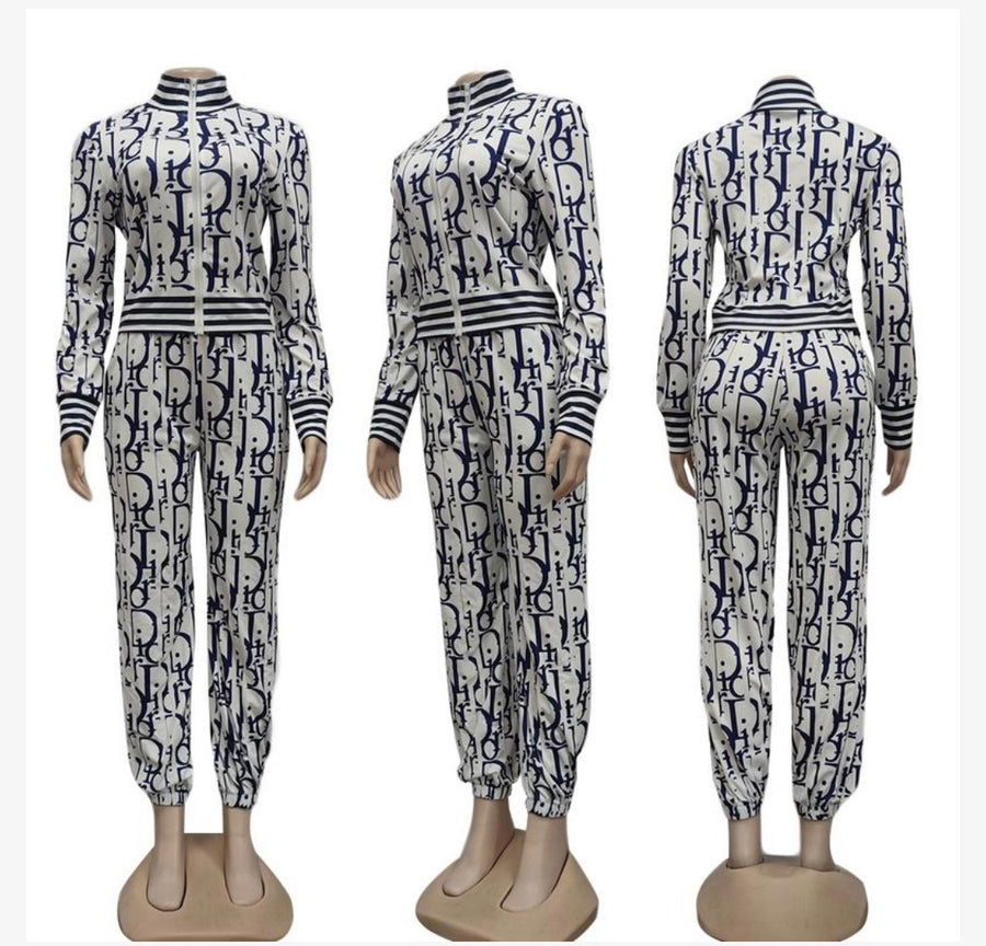 Christian Dior inspired Monogram Magic: Luxe Track Jacket & Joggers Set