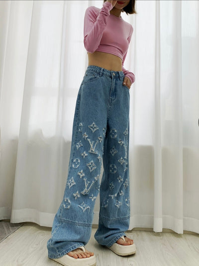 Women’s Designer Inspired Denim Wide Leg Pants