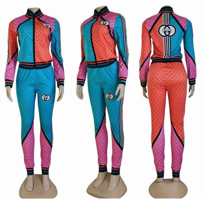 “Gucci inspired Colorblock Tracksuit – Vibrant Retro Vibes”