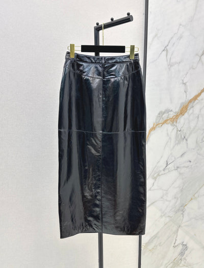 Chanel Inspired Genuine Leather Skirt