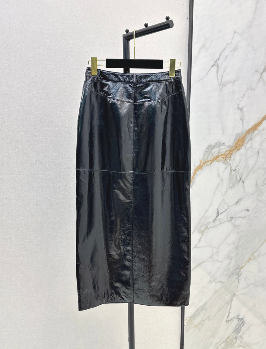 Chanel Inspired Genuine Leather Skirt