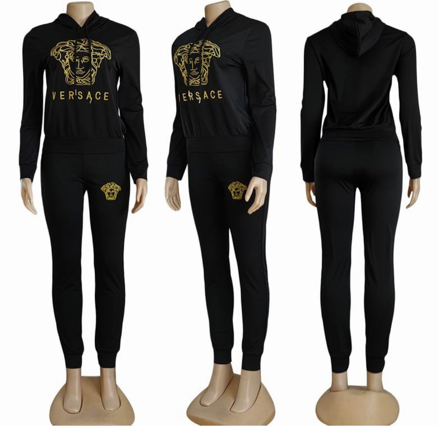 Iconic Black & Gold Versace inspired Medusa Hoodie Set