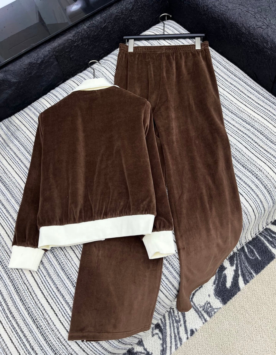 Celine Inspired Velour Tracksuit
