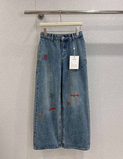 Women’s Designer Inspired Wide Leg Denim Jeans