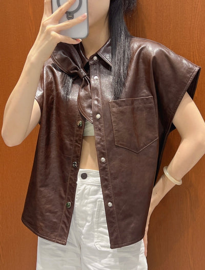 Women’s Designer Inspired Faux Leather Top