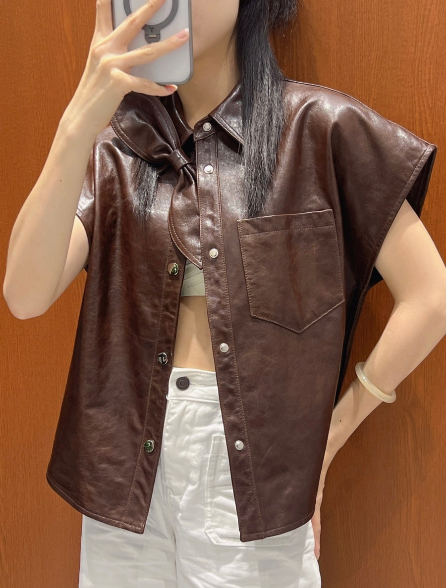 Women’s Designer Inspired Faux Leather Top