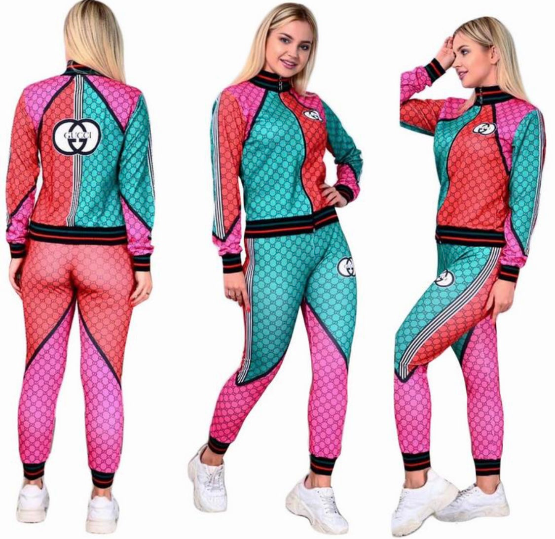 “Gucci inspired Colorblock Tracksuit – Vibrant Retro Vibes”