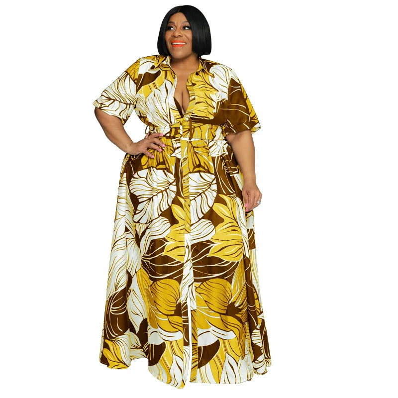 Plus Size Printed Long Casual Two Way Maxi Dress - Exclusive Drop Style Code OG Vibes