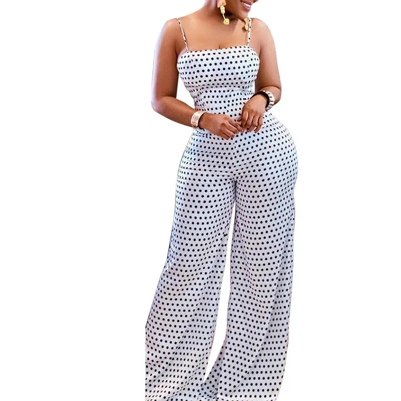 Women Off Shoulder Wide Leg Polka Dot Rompers Jumpsuit - Exclusive Drop Flex Set OG Vibes