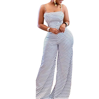 Women Off Shoulder Wide Leg Polka Dot Rompers Jumpsuit - Exclusive Drop Flex Set OG Vibes